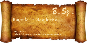 Bognár Szederke névjegykártya